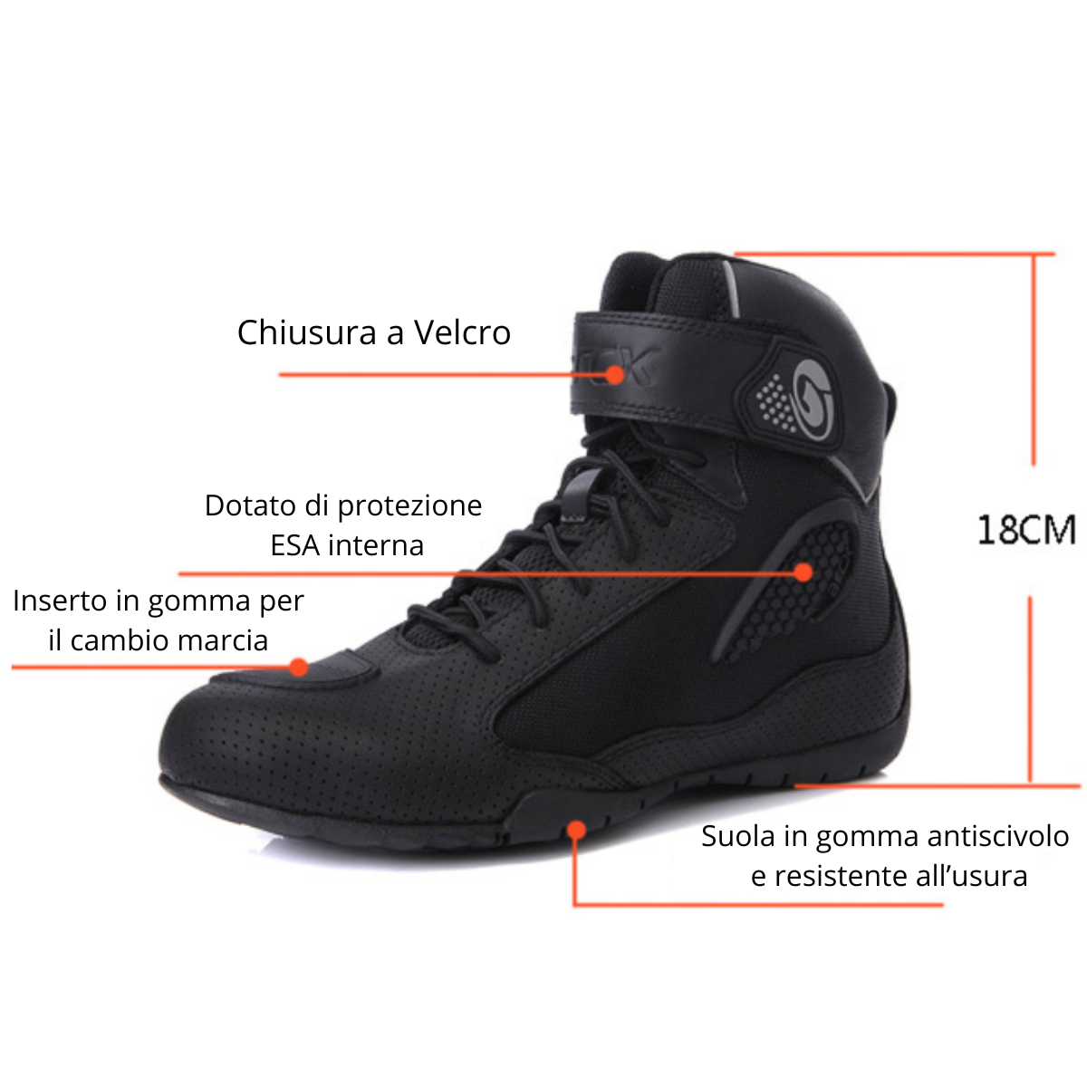 Scarpe Moto in Pelle di bovino Traspirante Antiscivolo