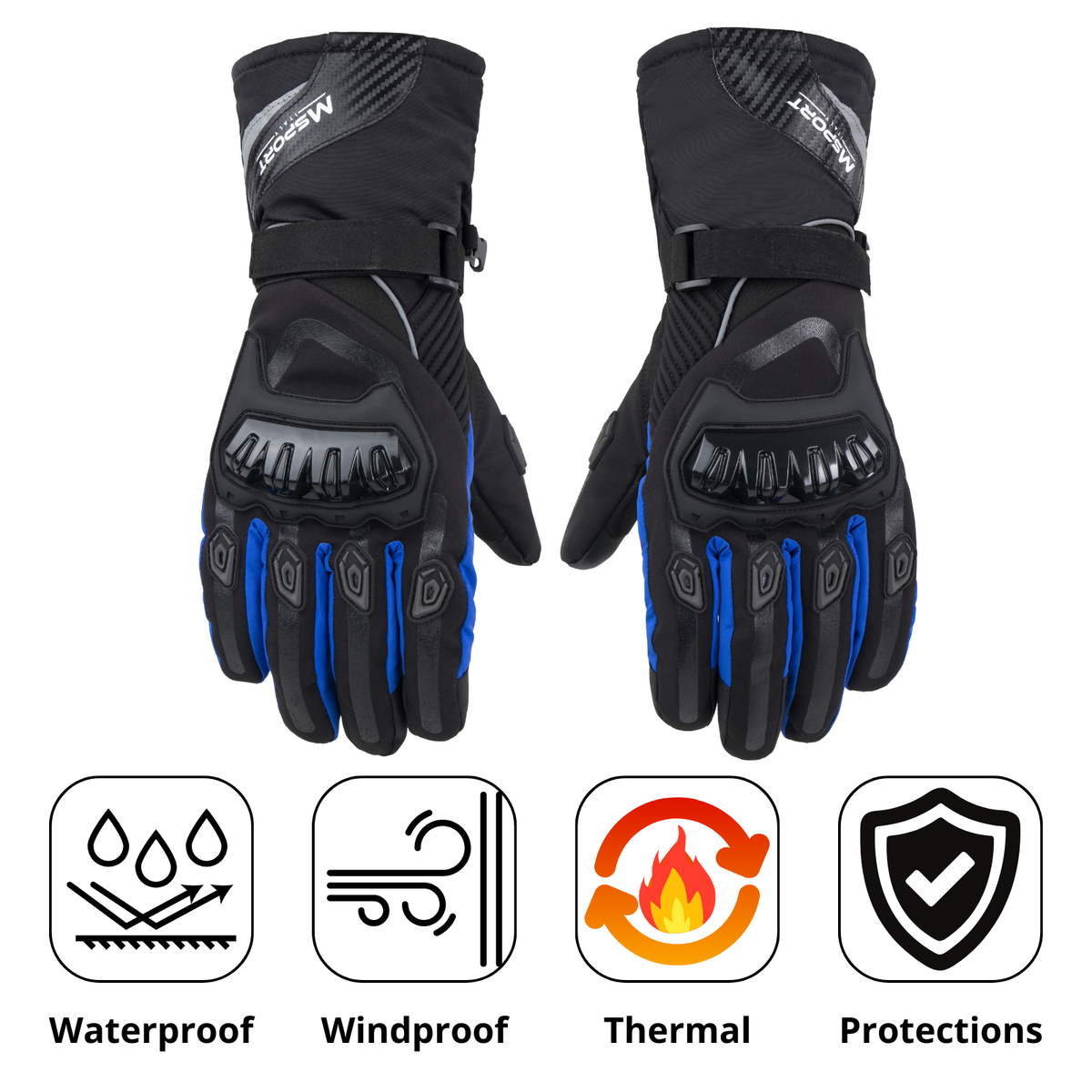 100% Waterproof Thermal Winter Motorcycle Gloves