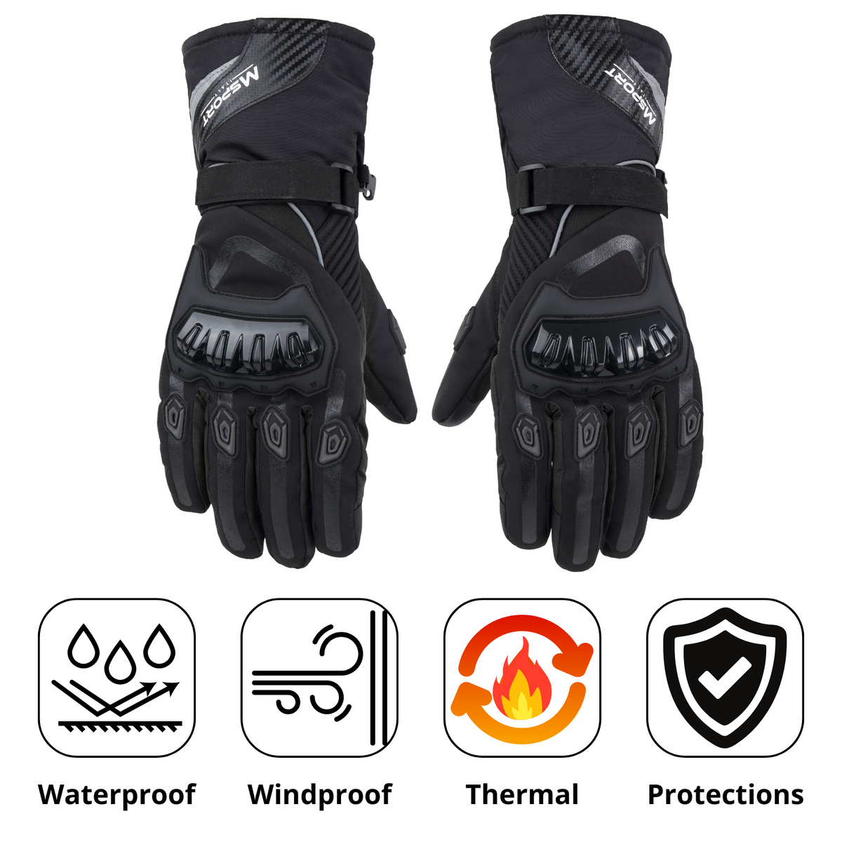 100% Waterproof Thermal Winter Motorcycle Gloves