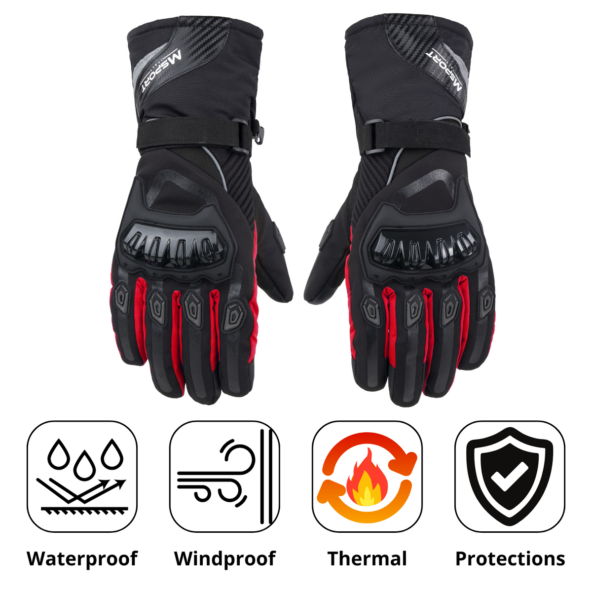 100% Waterproof Thermal Winter Motorcycle Gloves