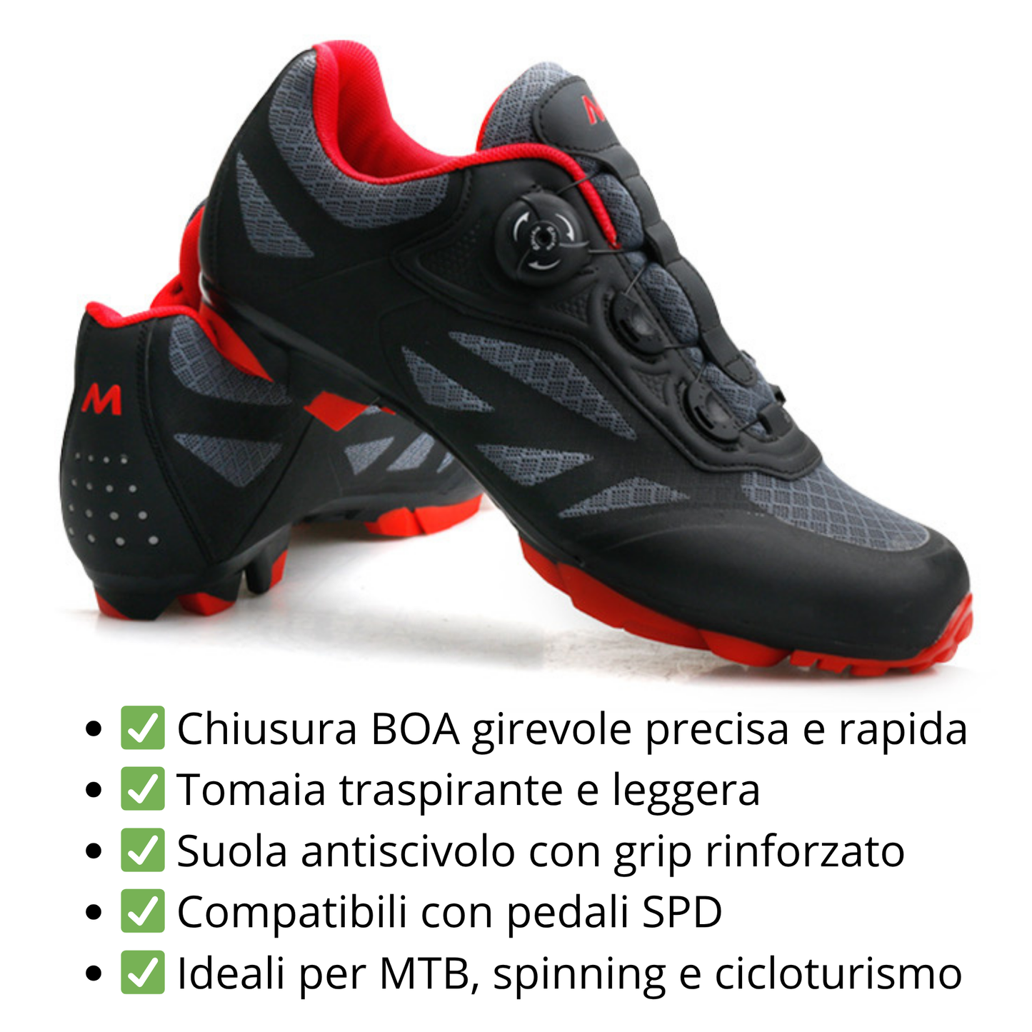Scarpe MTB Mountain Bike Uomo/Donna Scarpe Spinning Traspiranti, Antiscivolo e Compatibili con Pedali SPD