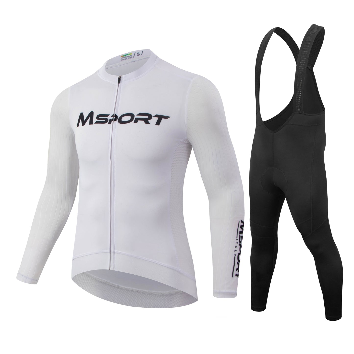 Completo Ciclismo Invernale – Maglia Termica a Manica Lunga + Salopette con Fondello in Gel Antishock