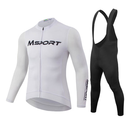 Completo Ciclismo Invernale – Maglia Termica a Manica Lunga + Salopette con Fondello in Gel Antishock