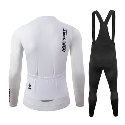 Completo Ciclismo Invernale – Maglia Termica a Manica Lunga + Salopette con Fondello in Gel Antishock
