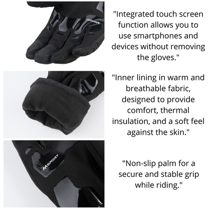 Guanti Moto Invernali Termici 100% Impermeabili – Protezione Antivento, Caldi e Confortevoli per Tutte le Stagioni