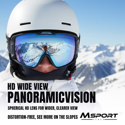 Maschera da Sci Antinebbia – Compatibile con Occhiali da Vista (OTG), Protezione UV400 e Visione Chiara per Sci e Snowboard