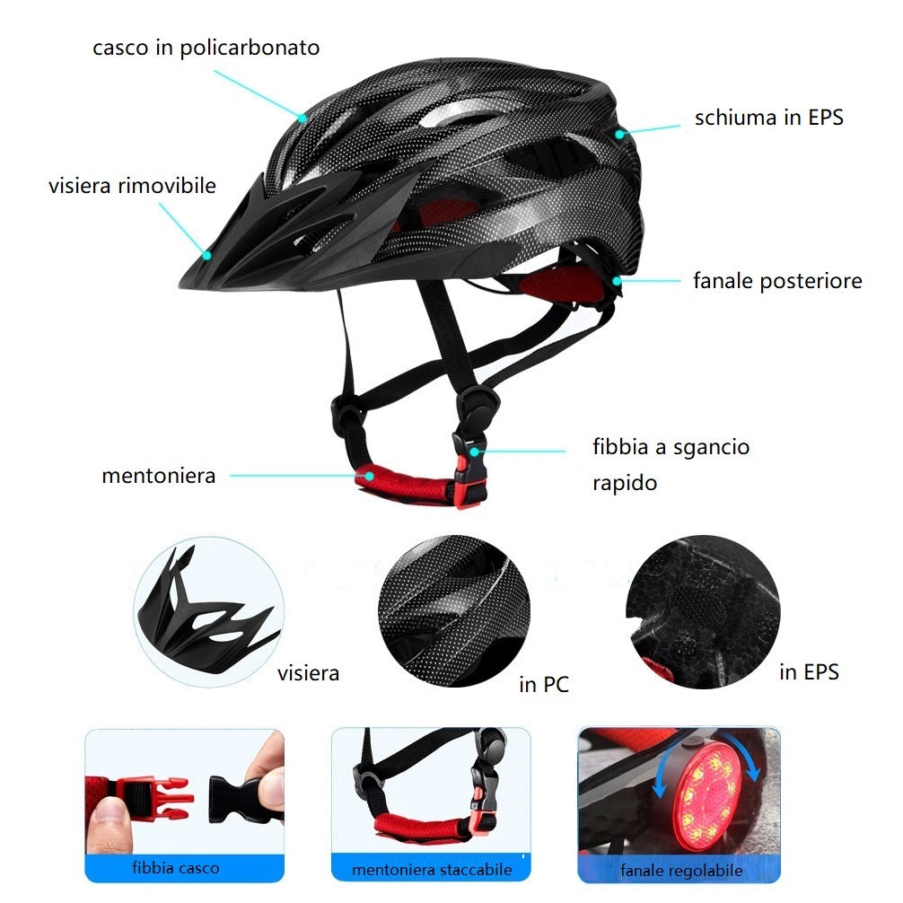 Cycling helmet with rear light